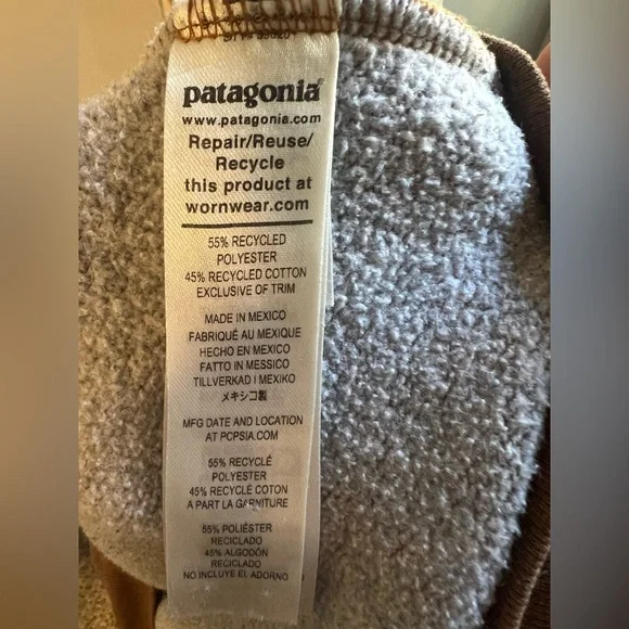 Patagonia Brown Striped Pullover Hoodie with Hood - Picture 6 of 6